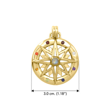 Wander through my compass Solid Yellow Gold Pendant and gemstone GPD683